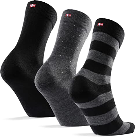 Calcetines de Lana Merina, Ejecutivos para Hombre y Mujer, Calcetines Clásicos de Vestir, Cómodos, Transpirables, para el Uso Diario, Ideal para Otoño y Invierno, Negro, Gris, Rojo, Pack de 3