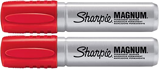 Sharpie Magnum Permanent Marker | Oversized Chisel Tip, Great for Poster Boards, Red, 1 Count 2 Pack