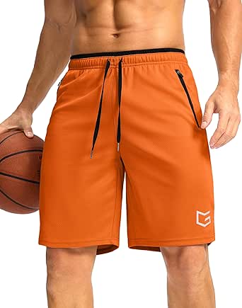 G Gradual Men's Gym Shorts wtih Zipper Pocket 9" Athletic Basketball Mesh Shorts for Men Workout Quick Dry Lightiweight