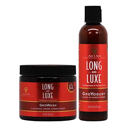 As I Am Long & Luxe GroWash Cleansing Conditioner 16oz  GroYogurt Leave-in Conditioner 8oz Combo!
