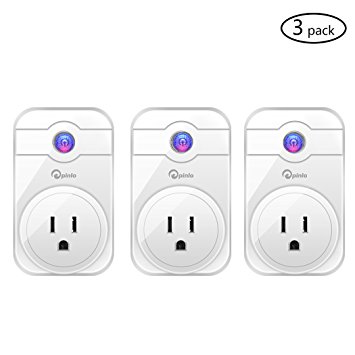Wifi smart plug Alexa compatible(3 pack) - PINLO wifi switch outlet support echo voice control, timing function, no Hub required Wireless Socket control your devices from anywhere (3 pack)