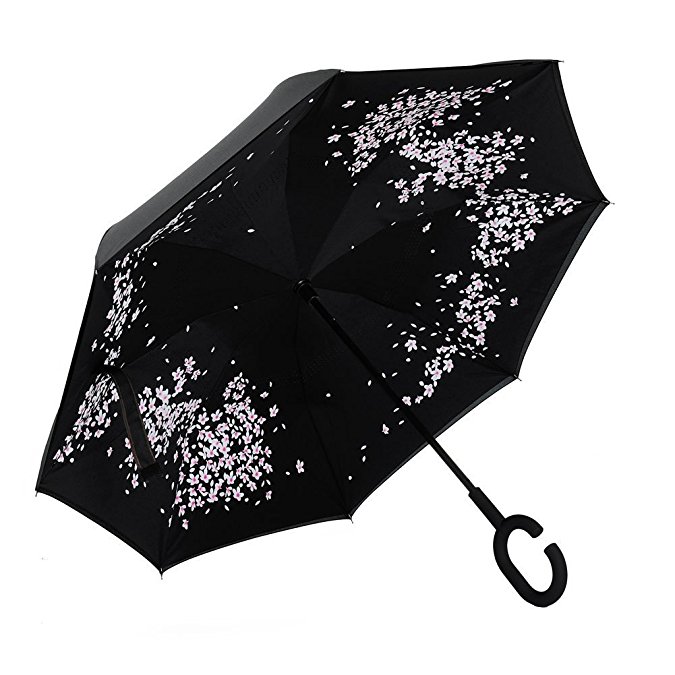 Alink Inside Out Reverse Folding Umbrella, Large Double Layer Outdoor Rain & Sun Inverted Open & Close No Drip Umbrella