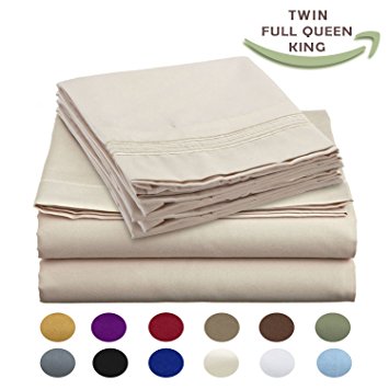 Luxury Egyptian Comfort Wrinkle Free 1800 Thread Count 6 Piece Full Size Sheet Set, IVORY Color, 2 Bonus Pillowcases FREE!