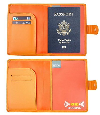 RFID Blocking Leather Passport Holder Travel Wallet Id Card Case Cover