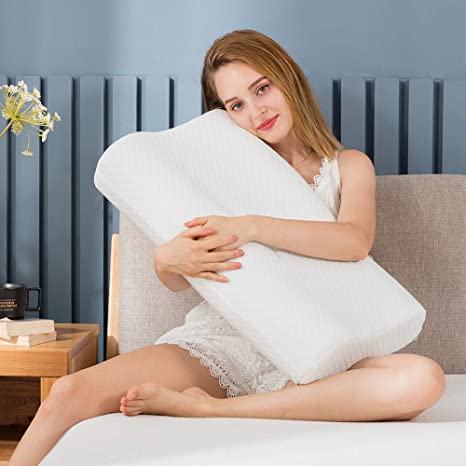 Zofey Memory Foam Cervical Medical Pillow for Sleeping Orthopedic Pillows for Neck Back Pain (20"X12"X3") White Color (white01