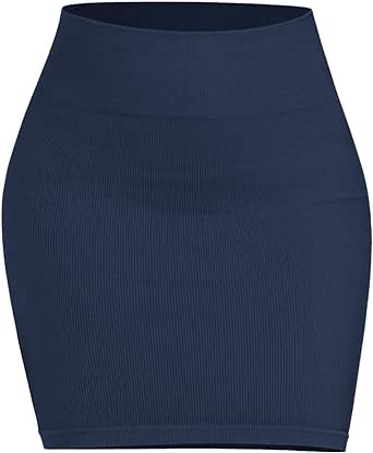 ODODOS Seamless Mini Skirt for Women Ribbed High Waisted Bodycon Basic Pencil Skirts