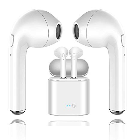 Bluetooth headset, i7 headset with headset charging mini headset with microphone headset, compatible with iPhone 8 8plus 7 7s Plus smartphone 6s Android Samsung iOS