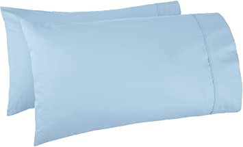 AmazonBasics 400 Thread Count Cotton Pillow Cases, King, Set of 2, Smoke Blue