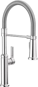 Delta Faucet Rhett Pro Commercial Style Kitchen Faucet, Kitchen Faucets with Pull Down Sprayer Chrome, Kitchen Sink Faucet, Faucet for Kitchen Sink with Magnetic Docking, Chrome 18829-DST