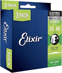 Elixir Strings 16552 Nickel Plated Steel Electric Guitar Strings with Optiweb Coating, Set of 3 Pieces