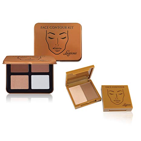 Face Contour Kit by Luscious Cosmetics. 4 Contouring and Highlight Powder Shades Palette Vegan and Cruelty Free.