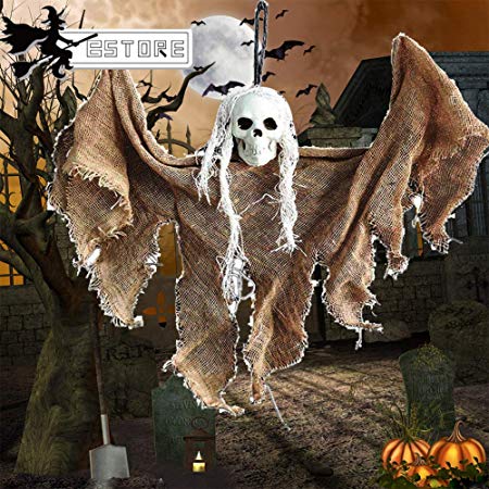 BSTORE Hanging Screaming Ghost Decoration - Halloween Ghost Hanging Ornaments Festival Small Skull -Halloween Skeleton Grim Reaper for Haunted House Prop Décor