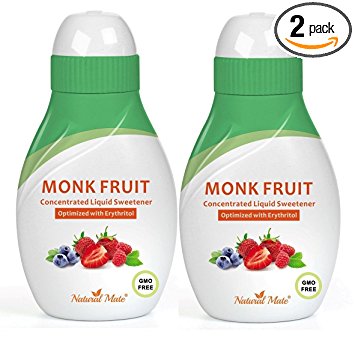 Monk Fruit Concentrated Liquid Sweetener (Optimized with Erythritol) 1.33 FL OZ (37 mL) – 2 Pack