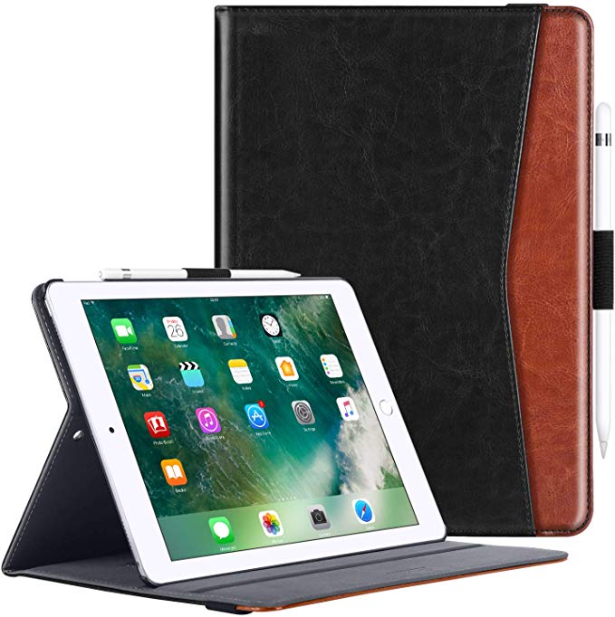 BENTOBEN Case for iPad Air 3 10.5" 2019 (3rd Generation)/iPad Pro 10.5 Case 2017, Premium Business Smart Auto Wake/Sleep Folding Folio Cover with Apple Pencil Holder Multiple Angles Stand, Black/Brown