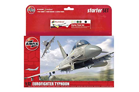 Airfix 1:72 Eurofighter Typhoon Scale Military Aircraft Category 3 Gift Set with Paint Glue and Brushes