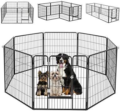 LEMBERI Dog Playpen 24/32/40-Inch Height for Medium/Small Dogs,Metal Puppy playpen Indoor Outdoor with Doors,Exercise Dog Fence Pen,Pet Playpen for Yard,RV,Camping