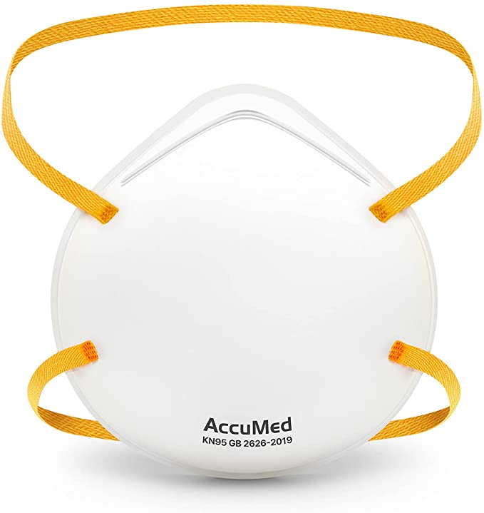 AccuMed 20-Pack KN95 Face Mask (Headband) (KN95 GB2626-2019). Particulate Filtering Cup Style Face Mask Respirator, (20 Count)