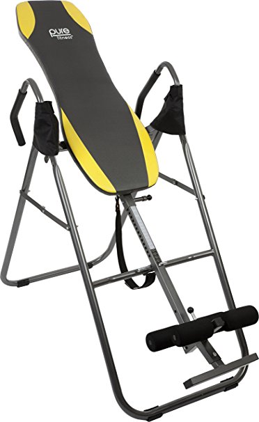 Pure Fitness Gravity Inversion Therapy Table: Adjustable Folding Table, Yellow/Black