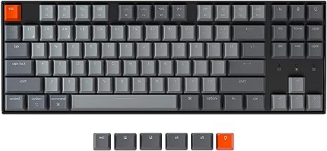 Keychron K8 80% Layout Bluetooth Wireless Mechanical Keyboard, Tenkeyless 87 Keys/USB C/White Backlit/Gateron G Pro Brown Switch/N-Key Rollover, TKL Gaming Keyboard for Mac Windows