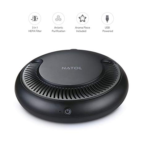 NATOL Car Air Purifier with HEPA Filter, Car Air Freshener Cleaner to Remove Smoke Allergens Pollen Dust Mold Pet Dander Bad Odors Formaldehyde and Harmful Gases