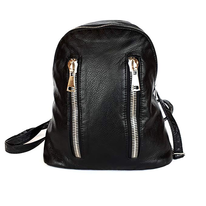 Backpack for Women Ladies in Black Fashion Urban Cute with 2 Front Pockets for Everyday