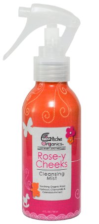Rose-y Cheeks, Natural Organic Luxe Cleansing Mist for Your Baby's Cute Tushy; Super Soothing Spray-On No-Rinse Cleanser With Organic Rose Water, Calendula and Chamomile Extract for the Diaper Area