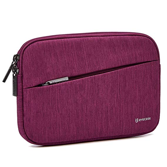 7.9- 8.9 inch Tablet Sleeve, Evecase Water Repellent Shockproof Portable Carrying Sleeve Protective Case Bag with Accessory Pocket for Apple Samsung Huawei Asus and More - Wine Red