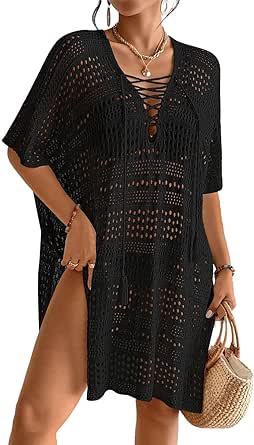 Bsubseach Sexy Hollow Out Swim Cover Up Crochet Swimsuit Bikini Coverup Summer Outfits