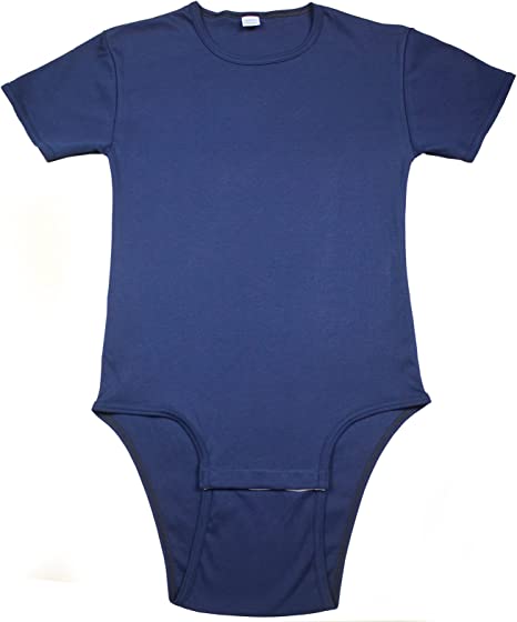 LeakMaster Adult Bodysuit Diapering T-Shirt Quality Heavyweight 100% Cotton Fabric. Front Facing Snap Closures.