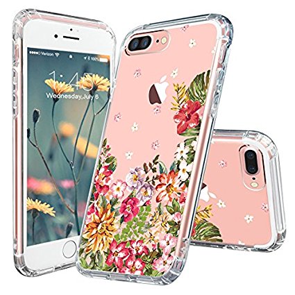 iPhone 7 Plus Case, iPhone 7 Plus Clear Case, MOSNOVO Floral Clear Design Flower Pattern Transparent Plastic Slim Hard Back Case with Soft TPU Bumper Protective Cover for iPhone 7 Plus (5.5 Inch)