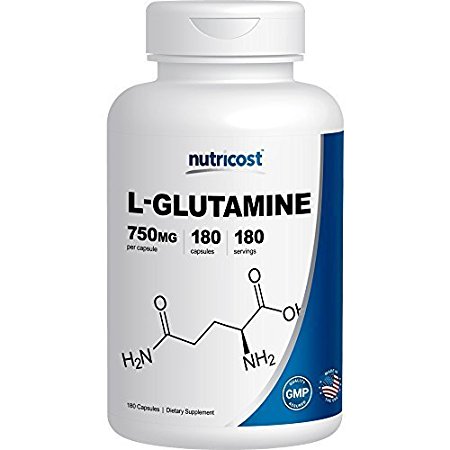 Nutricost L-Glutamine 750mg; 180 Capsules