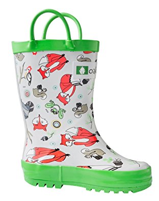 Oakiwear Kids Rubber Rain Boots With Easy-On Handles | Timberland Critters, Forest Animals, Peace Love, Green Camo