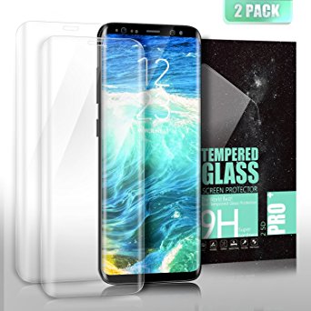 DANTENG Galaxy S8 Screen Protector Full Screen Coverage (2 Pack) Ultra HD Clear Scratch Resistant Tempered Glass Screen Protector for Galaxy S8 - Transparent