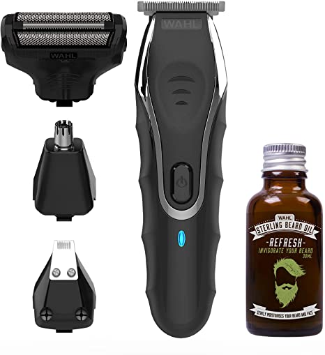 Wahl Beard Trimmer Aqua Blade 20-in-1 Hair Trimmer with Beard Oil 30 ml, Stubble Trimmer, Male Grooming Set, Body Groomer for Men, Fully Washable, Lifetime Blade Warranty
