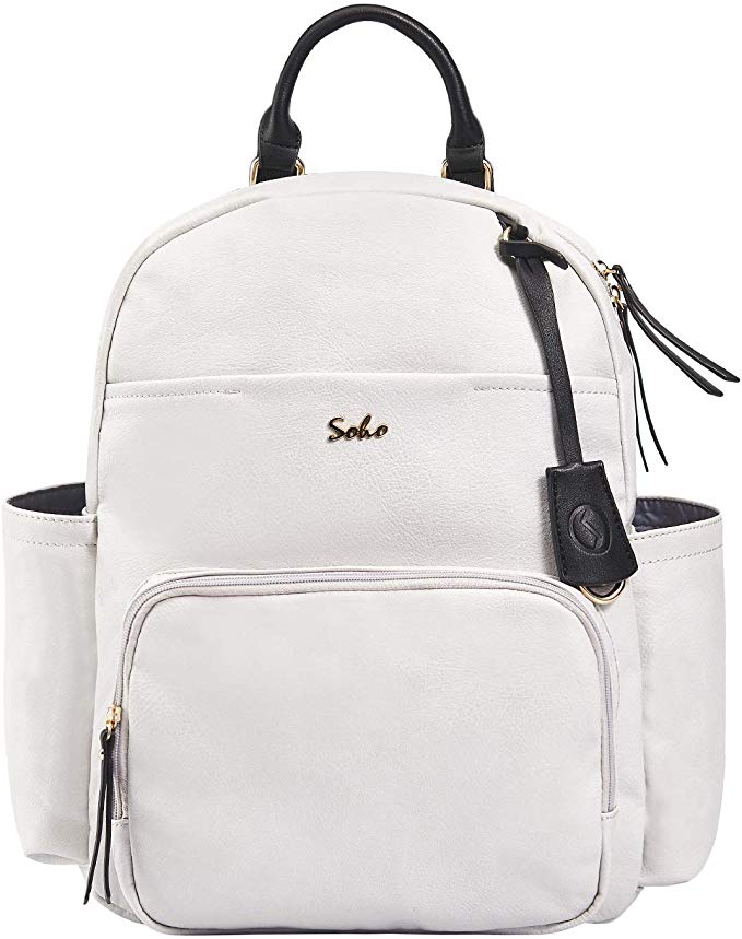 SoHo Jackson Vegan Leather Diaper Bag Backpack 3Pc Set