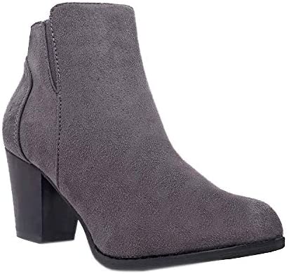 Women's Forever Faux Suede Chunky Heel Booties-Comfortable-Vegan Faux Suede