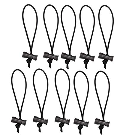 Foto&Tech 10-Pack Multipurpose Extra Thick Toggle Tie/Cable Tie and Organizer/Adjustable Whips/Elastic Loop/Instant Clutter Killer/Tangle Tamer/Cable Management for Cord & Cable Reusable (Black)