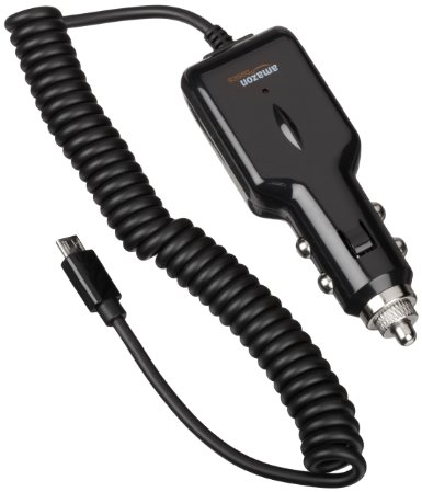 AmazonBasics Micro USB Universal Car Charger for Android - Coiled Cable