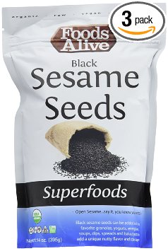 Foods Alive Organic Black Sesame Seed, 14-Ounce Pouches (Pack of 3)