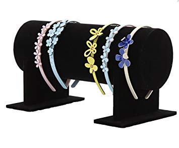 Glittermall Black Color Velvet Detachable Jewelry Headband Hair Hoop Hairband Hair Clasp Holder Display Stand Rack Organizer