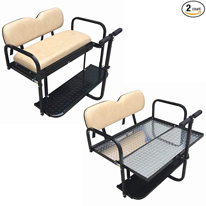 Rear Flip Seat for EZ-GO TXT/PDS/Medalist Golf Cart Models - Tan
