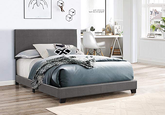 Crown Mark 5271PUGY-Q Erin Upholstered Bed, Queen, Grey
