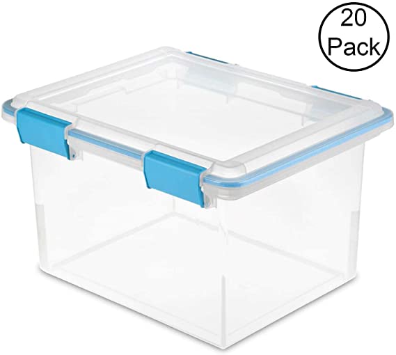 STERILITE 19334304 Clear 32 Quart Gasket Box with Clear Base and Lid (20 Pack)