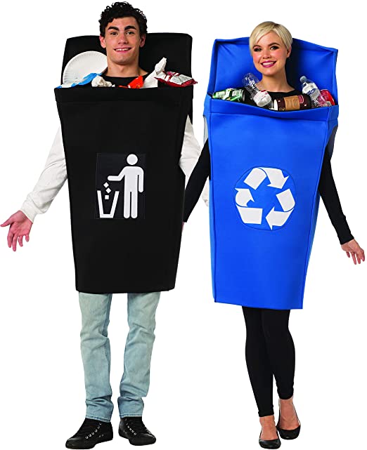 Rasta Imposta Trash & Recycle Can Costume Pair, one Size Black, Blue