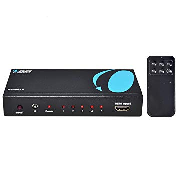 Orei HD-501X 5x1 5-Port HDMI Powerless Switcher for Full HD 1080P and 3D Support, Remote Control