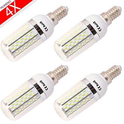MUMENG 800LM E14 Base 120SMD 3014 LED 8W 6500K Cool White Bulb AC 85-240V Replaces 100W Halogen 360 Degree Beam Angle for Office, Home, Recessed, Accent, Landscape, Track Lighting Pack of 4 Units