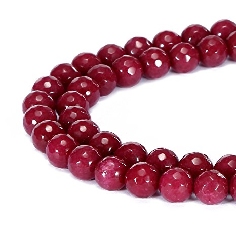 BRCbeads Gorgeous Natural Red Jade Gemstone Faceted Round Loose Beads 8mm Approxi 15.5 inch 45pcs 1 Strand per Bag for Jewelry Making
