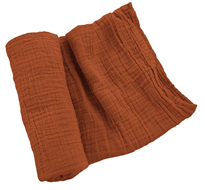 Muslin Swaddle Blankets: Unisex - Cotton Baby Blanket - Soft and Warm Receiving Blankets For Boys and Girls by Sugar House - Copper Rust