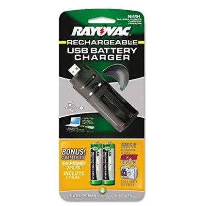 Rayovac USB Battery Charger with 2 AA NiMH Batteries