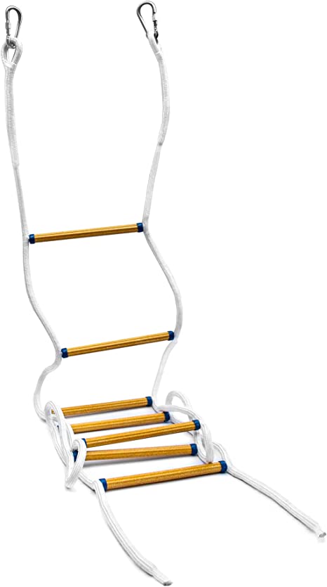 QWORK Emergency Fire Escape Rope Ladder, 2 Story 10 FT, Flame Resistant Fire Safety Ladders with Carabines, for Fast to Deploy in Fire, Weight Capacity up to 2000 pounds